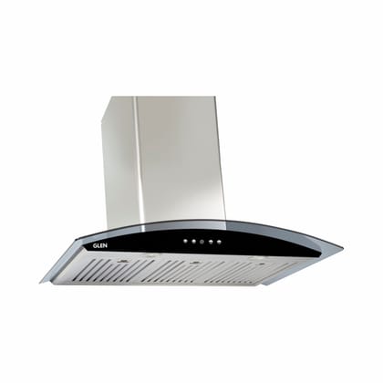 Kitchen Chimney Curved Glass, Glass Front Panel Baffle filter 90cm 1250 m3/h -Silver (6071 GF 90)