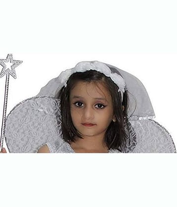 Kaku Fancy Dresses Fairy Net Hairband/Fluffy Hairband/Halo Hairband/Fairy Hairband/Christmas Party Dress Props Xmas Gift for Girls, Polyester White Fairy Hairband for Girls