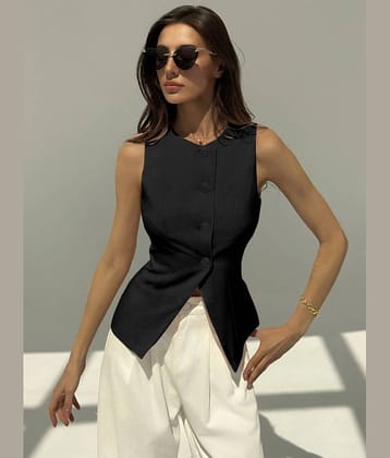 Aahwan Women's Cotton Blend Regular Top ( Black )