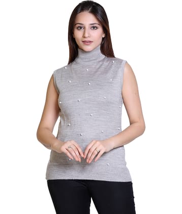 Varenyam Acrylic Grey Buttoned Cardigans -