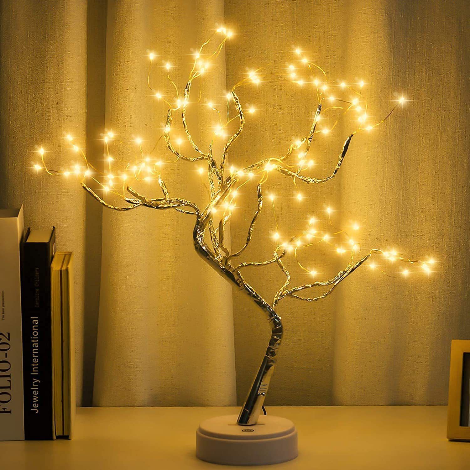 SPARKWORLD 48-LED Warm White Bonsai Tree Lamp USB-Powered Decorative Tabletop Light | Size: 29 cm | Colour: Fairy