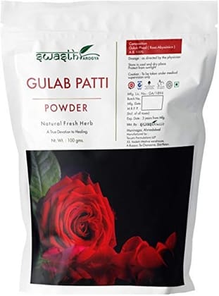 Swasth Arogya Gulab Patti Powder - 1 Pack Of Fresh Gulab Patti Powder (100g)