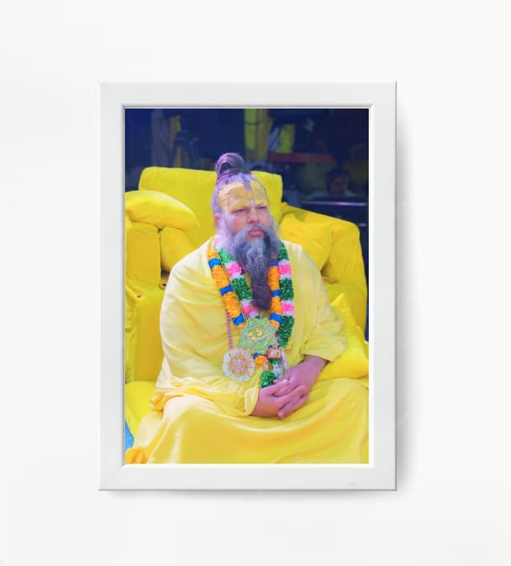 NOKKES Premanand Ji Maharaj White Religious Photo frame 5X7 Inch Photo Frame_WEW33