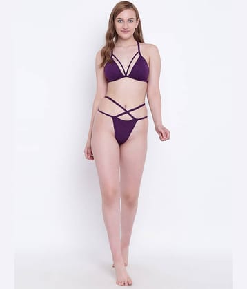 La Intimo Polyester Women's Plunge Bra ( Purple )