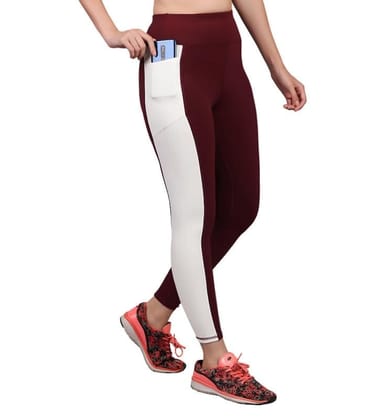 Women's Polyester Solid Ankle Length High Waisted Tights (Maroon, 2XL)-PID61844