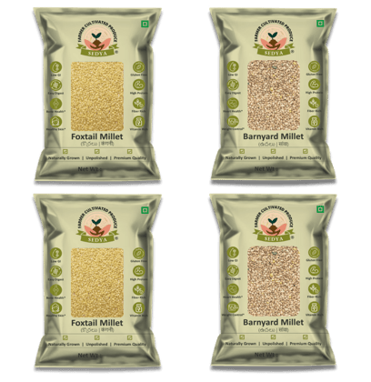 Sedya 2 Milleta Combo - Foxtail Millet (2 x 500g) + Barnyard Millet (2 x 500g) | Total 2kg