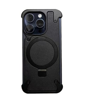 Milan - Magsafe Stand Bezel Less iPhone Case - Black Leather iPhone 14 PRO