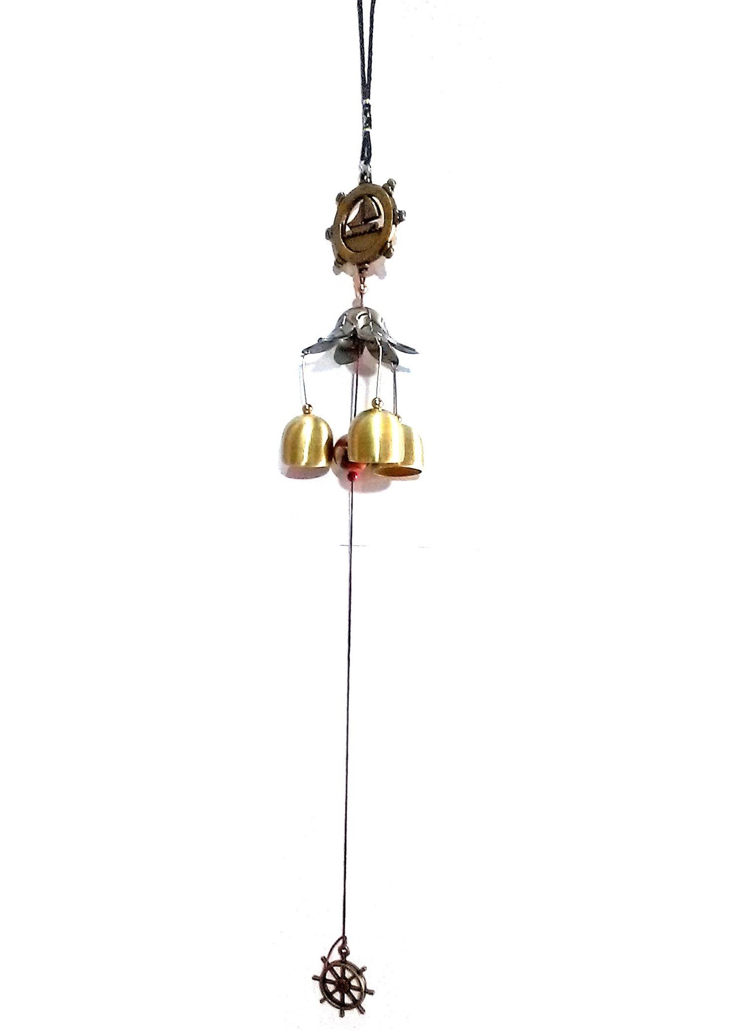 Nawani Feng Shui Metal & Wooden Wind Chime with Evil Eye Protection Hanging Positive Energy