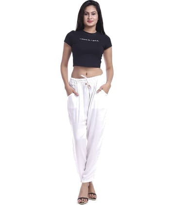Lee Moda - White Rayon Flared Fit Women's Casual Pants  ( Pack of 1 )