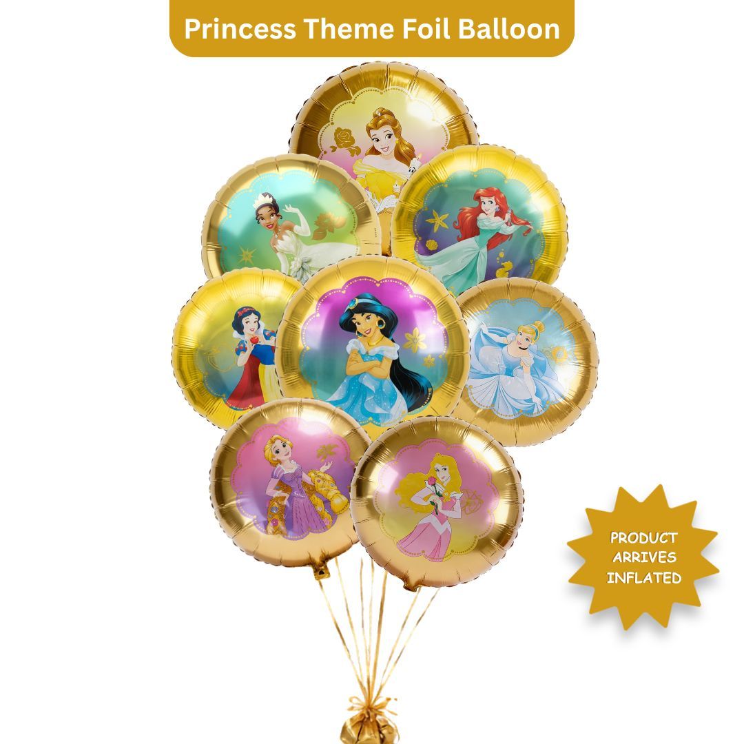 Princess Birthday Helium Foil Balloon Set of 8