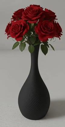 Premium Ribbed Flower Vase  Eco-Friendly Biodegradable Plastic 17cm Tall, 7.4cm Base Diameter Minimalist Home Dcor Accent