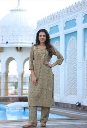 Mustard Yellow Cotton Premium And Elegant Kurti With Pant For Women