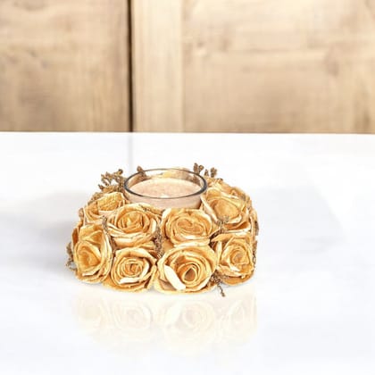 Thai Rose Fragrant Dried Flowers Wreath Candles Golden Thai Rose Fragrant Dried Flowers Wreath Candles Golden