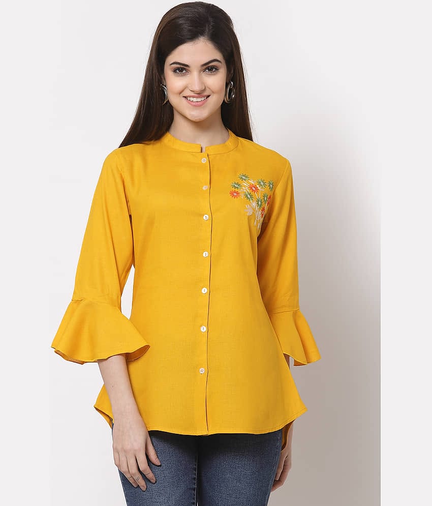 Kbz Women Rayon Shirt ( Yellow )