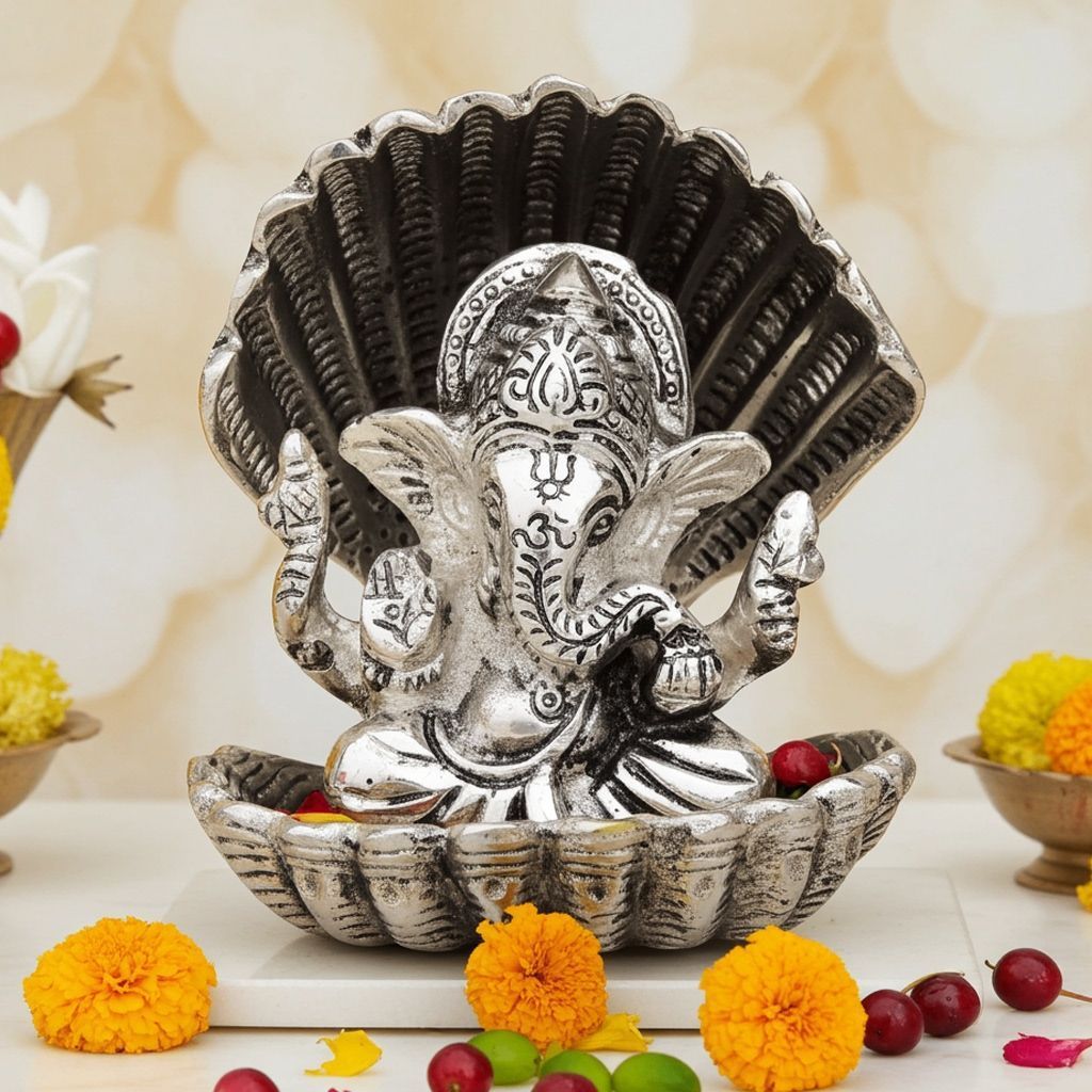 Aluminium  Showpiece Ganeshji in Seep (ASMAS190 S)