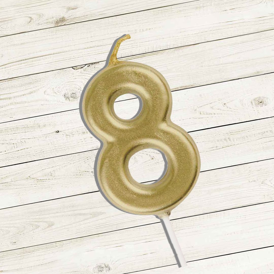 Golden Number 8 Candle - 1PC
