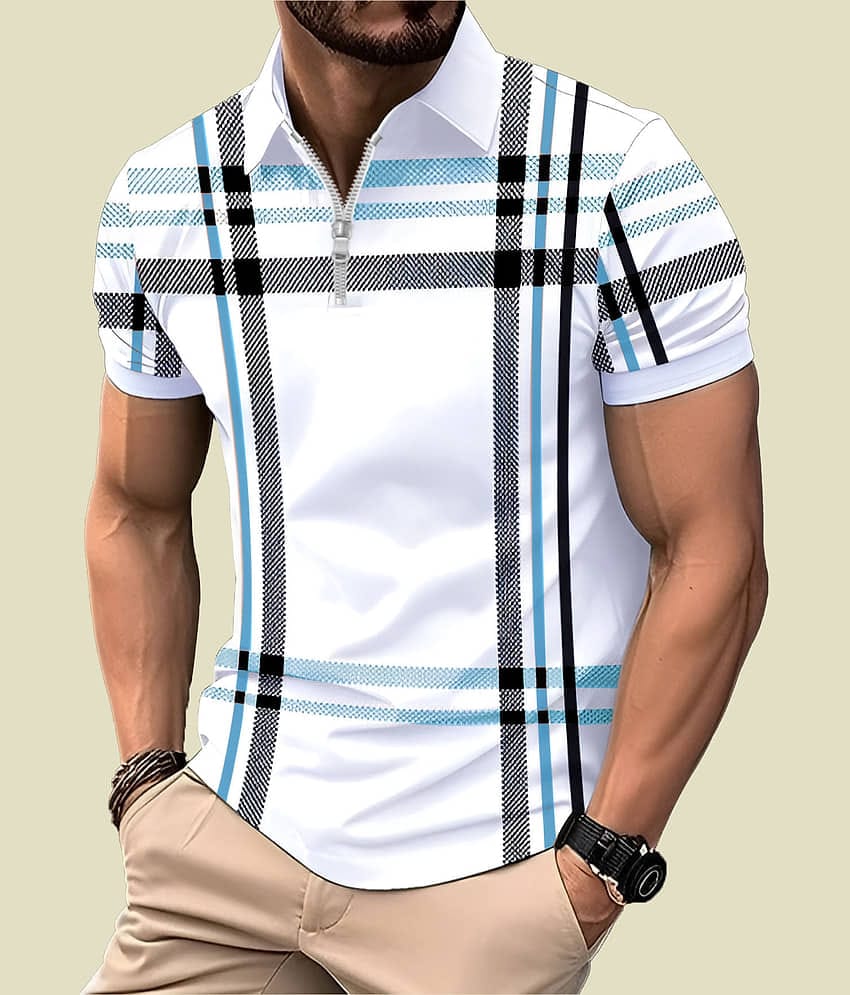 AUSK Men Cotton Blend Regular Fit Printed Polo T Shirt ( Dark Green )