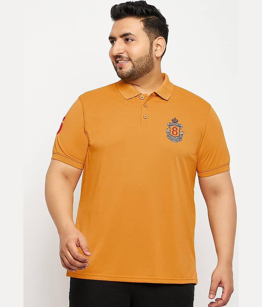 Auxamis Pack of 1 Cotton Blend Regular Fit Solid Half Sleeves Men's Polo T Shirt ( Mustard )