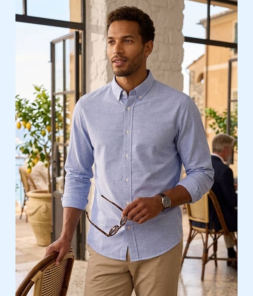 Rigo 100% Cotton Regular Fit Striped Full Sleeves Men's Casual Shirt - Blue ( Pack of 1 )