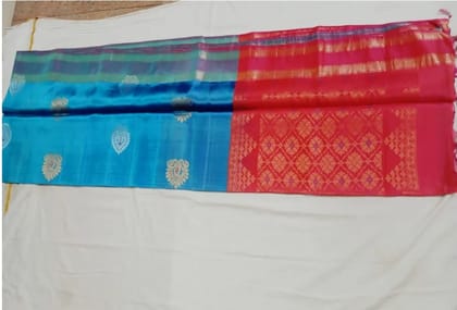 PKS-01 Light blue-pink soft silk saree