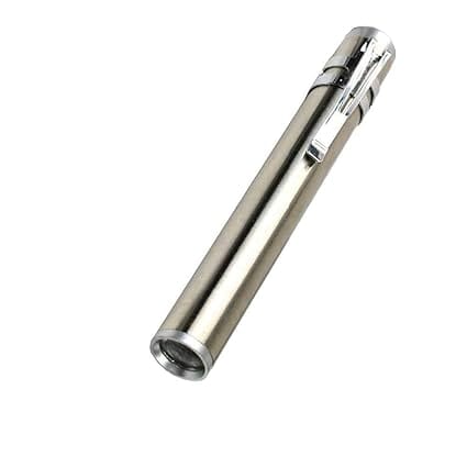 AABHA Metal Medical Pocket Pen Torch, Silver, Pack of 1 White Penlight, with Extra Batteries for Eye(6000 K)