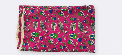 KALAMKARI MATERIAL DARK PINK WITH MUSICAL INSTRUMENTS DESIGN  (1 MTR)