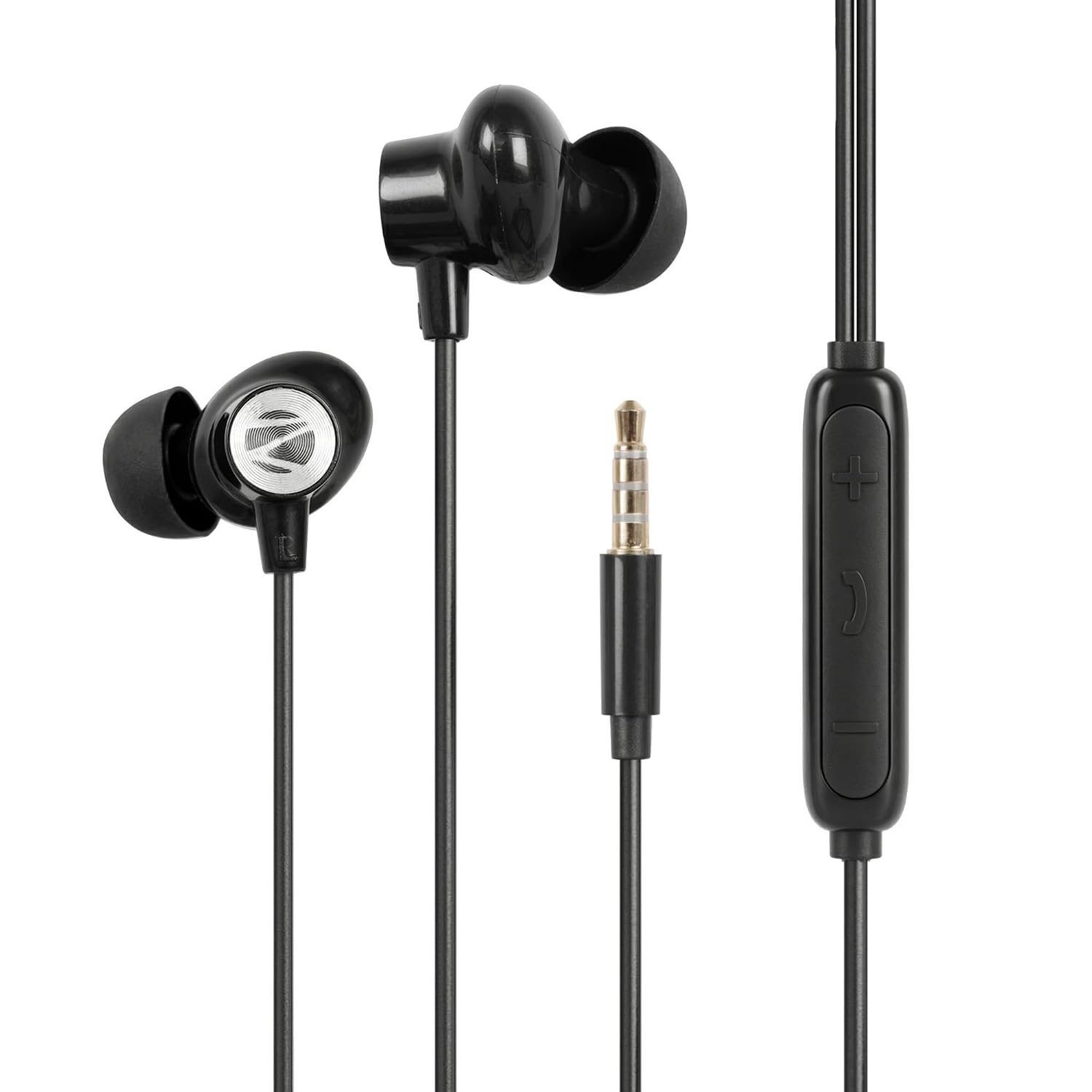 Zebronics Wired in-Ear Earphones, 10mm Neodymium Drivers Buds 60 - Black
