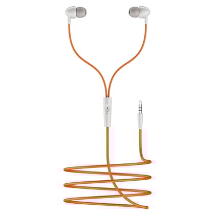 boAt 2025 Launch Bassheads 211 Wired Earphones with 10mm Drivers, Signature Sound, in-Line Microphone, 3.5mm Jack, Voice Assistant & 120cm Cable (Off White Orange)