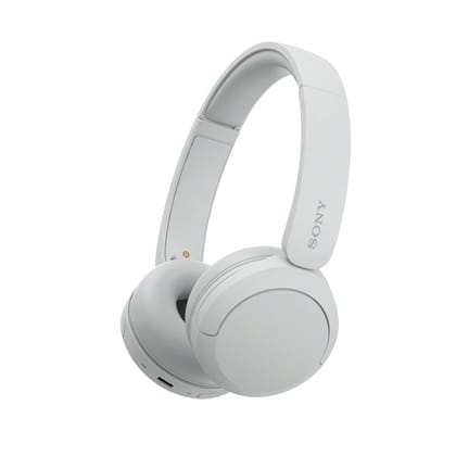 Sony WH-CH520 Wireless Bluetooth Headphones On Ear with Mic, Up to 50Hrs Battery, Quick Charge, DSEE Upscale, Multipoint Connectivity, Voice Assistant, Customized EQ-White Sony WH-CH520 Wireless Bluetooth Headphones On Ear with Mic, Up to 50Hrs Battery, 