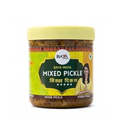 Baya India Homemade Mixed Pickle | Authentic Ghar ka Bana Achar | Traditional Indian Spicy & Tangy | Free from preservatives | Sun-Dried Chemical Free | No Vinegar | 100% Pure