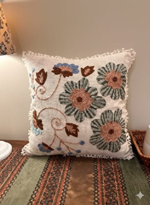 Nature Craaft Handcrafted Embroidered Cotton Cushion Cover Set of 2