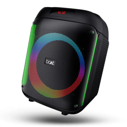 boAt PartyPal 220 Bluetooth Party Speaker w/ 80 W Signature Sound, RGB LEDs, Up to 6 hrs Playback, BT v5.3, AUX & USB Port, Wireless Mic, Bass & Treble EQs, TWS Mode boAt PartyPal 220 Bluetooth Party Speaker w/ 80 W Signature Sound, RGB LEDs, Up to 6 hrs