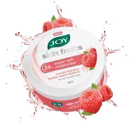 Joy Super Soft Skin Cream for 24 Hr Moisturization - Berries (300ml) - Lightweight & Oil Free Moisturizer For Instant Hydration | Non Sticky & Non Greasy Cream for Hands, Face & Body Joy Super Soft Skin Cream for 24 Hr Moisturization - Berries (300ml) - 