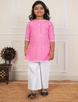 100% Cotton Embroidred Kurti with Lining 100% Cotton Cambric & 100% Cotton Poplin Plazzo