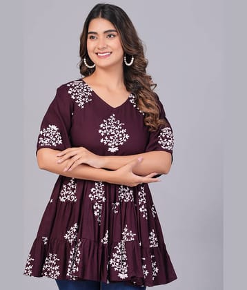 Smien Coffee Rayon Women's Peplum Top ( Pack of 1 )