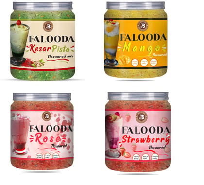Brew Lab Combo-Instant Falooda Mix | Kesar Pista, Mango, Rose, Strawberry Flavour Each 250 g