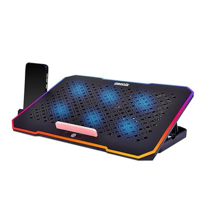 Geonix Ergo 2 Gaming Laptop Cooling Stand with 10 RGB Lights, 6 Quiet Fans for 15.6-18 Inch Laptops, Smart Touch, 5 Stand Adjustable Point, PC Notebook Heat Dissipation (Black)