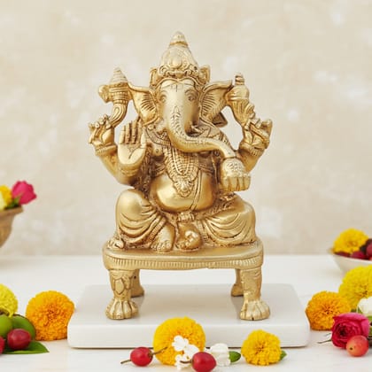 Brass Showpiece Ganesh Ji God Idol Statue (BSMAS1624 G)