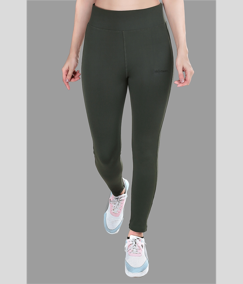 IDASS - Lycra Slim Fit Olive Women's Tights ( Pack of 1 )