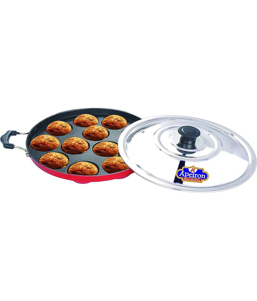 APEIRON Appam Red Non-Stick Aluminum Chetty Pan 24 cm 1000 mL