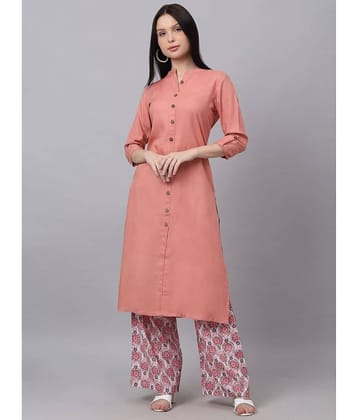 Doriya - Pink Front Slit Rayon Women's Stitched Salwar Suit ( Pack of 1 )