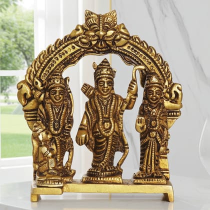 Brass Ram Darbar Idol for Worship | Hindu Religious Murti, Height : 4.2 Inch (BSMAS1394 C)