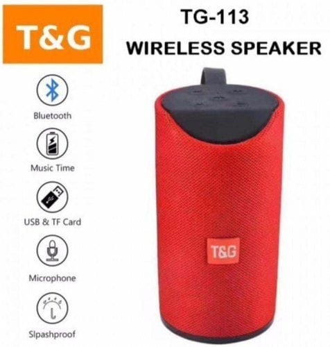 Rugged Wireless Bluetooth Speaker with 6000mAh Battery, AUX, USB, TF Support, and Durable Water-Resistant Design Color - Red