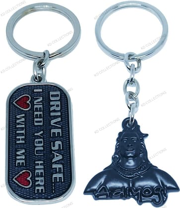 KD COLLECTIONS Drive Safe Keychain & Lord Shiva Shankar Mahadev Adiyogi Keychain Combo - Multicolor - Pack of 2 Keychains KD COLLECTIONS Drive Safe Keychain & Lord Shiva Shankar Mahadev Adiyogi Keychain Combo - Multicolor - Pack of 2 Keychains