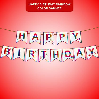 Happy Birthday Rainbow Colored Flag Banner - 1PC