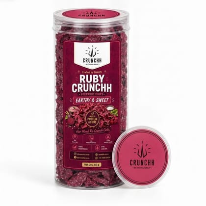 RUBY CRUNCHH BEETROOT CHIPS - 80 gm - One plastic jar of beetroot chips