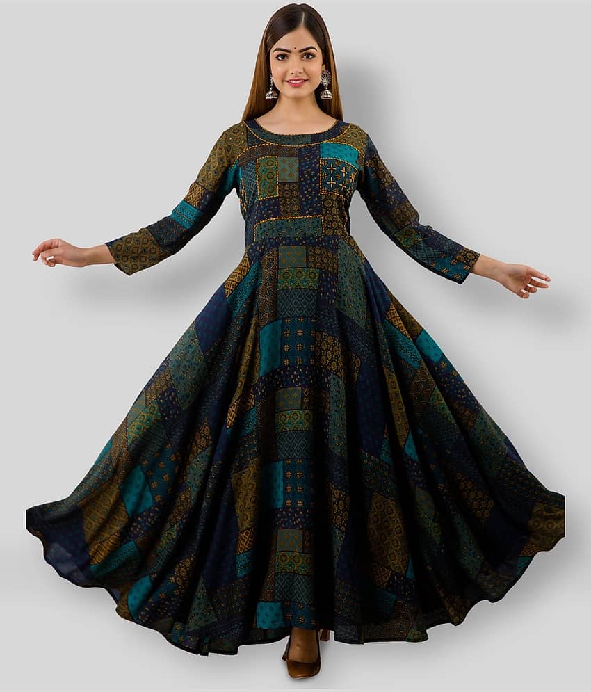 Lee Moda - Multicolor Rayon Women's Anarkali Kurti ( Pack of 1 )