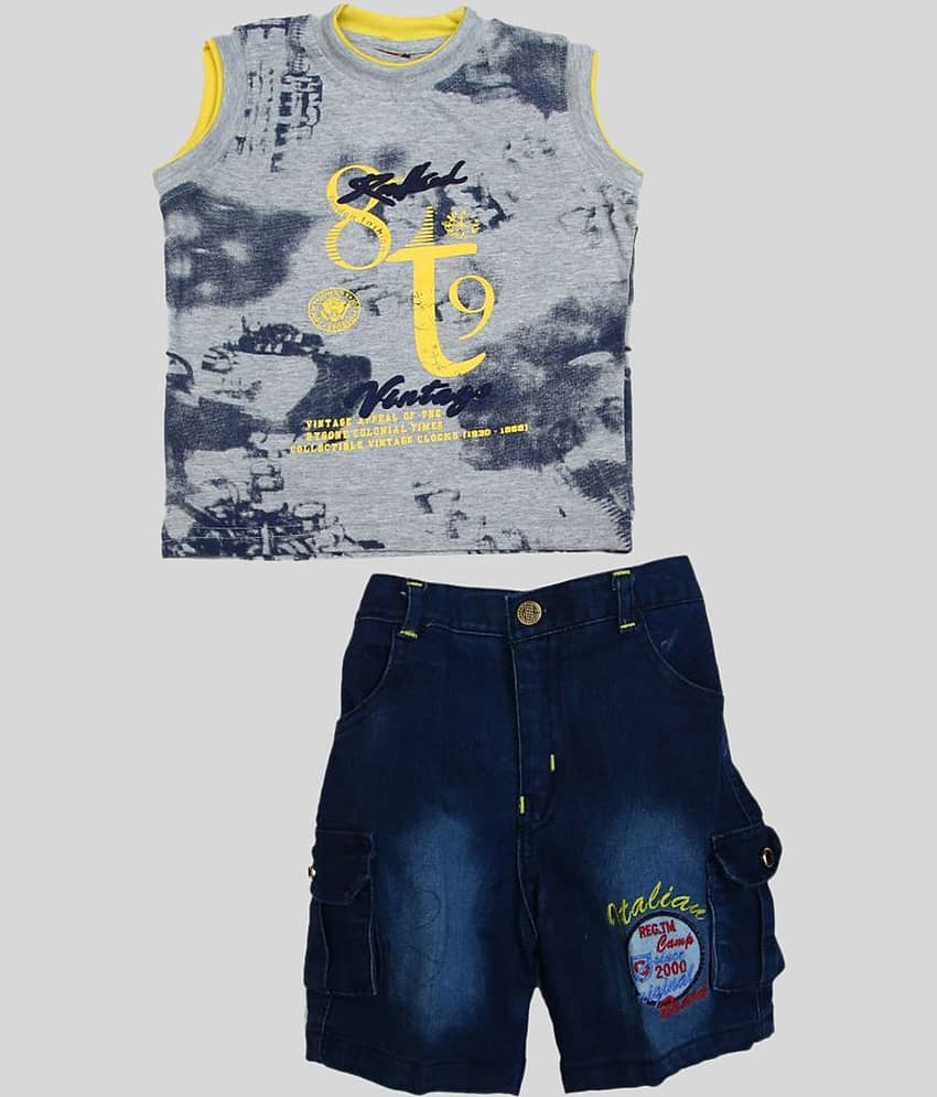 Zadmus Pack of 1 Baby Boys Cotton Blend T-Shirt & Shorts ( Yellow )