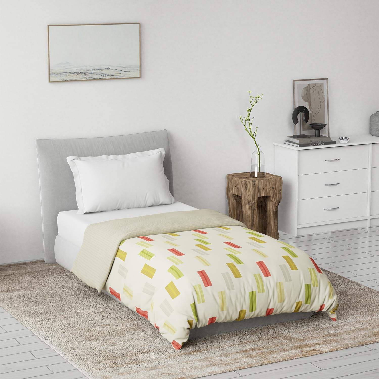 DDECOR - Primary Collection 100% Cotton Stripes Pattern VOIL Single Dohar|137 CM X 229 CM| - Yellow