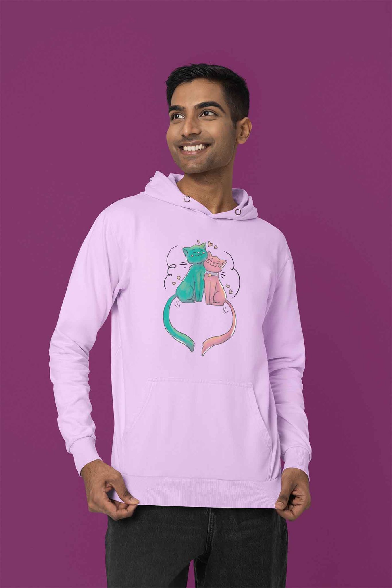 Hoodie (Men) - Cats In Love (7 Colours)